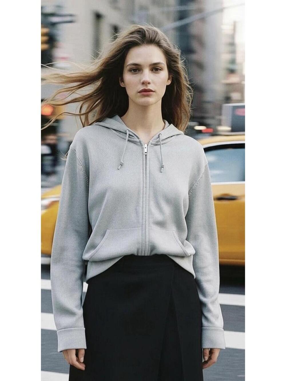 LAUREN Ralph Lauren Women’s Vintage Silk Blend Hooded Sweater In Slate Blue-XL